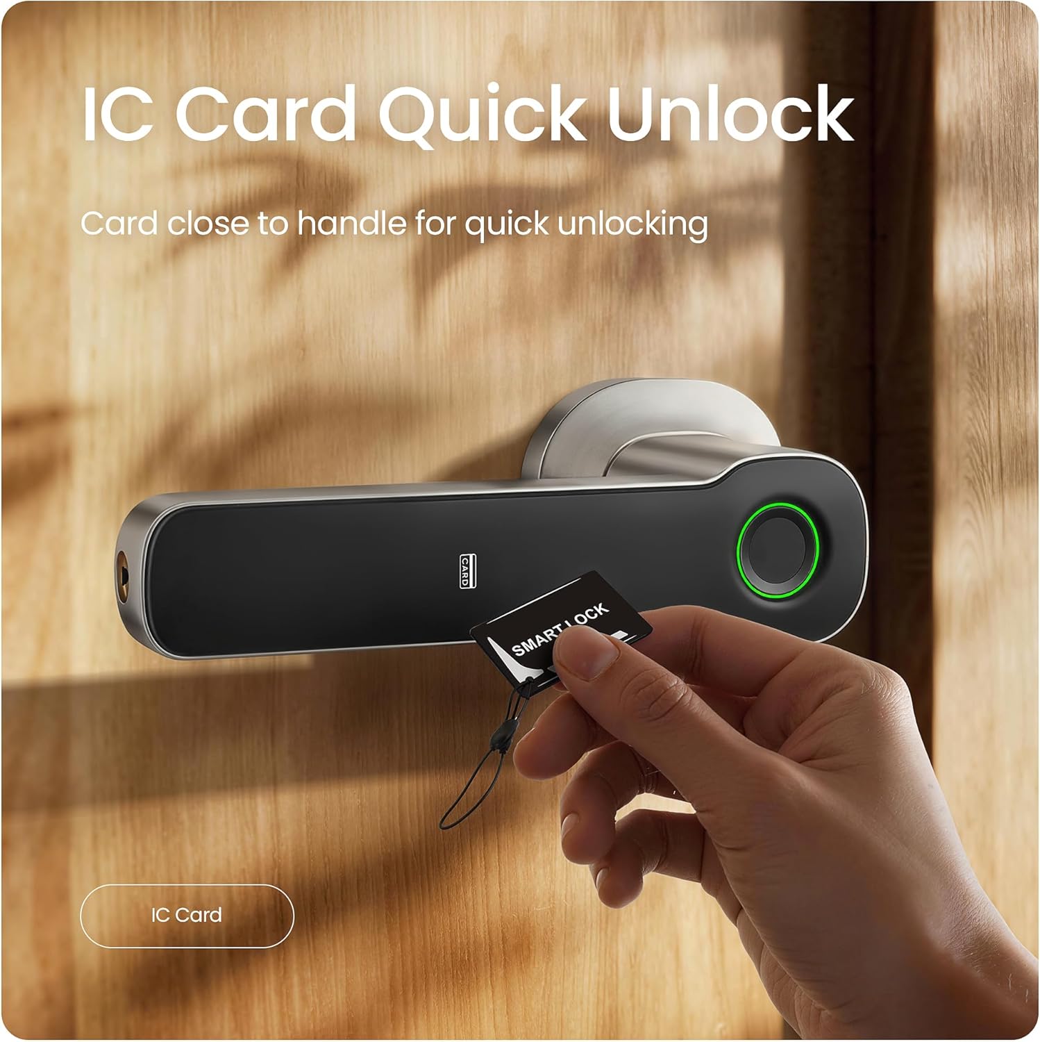 Leydebong Smart Door Lock with Fingerprint, IC Card and Keypad - 5-in-1 Keyless Entry Electronic Door Lock with App Control, Easy Installation, for Home Office Bedroom & Apartment