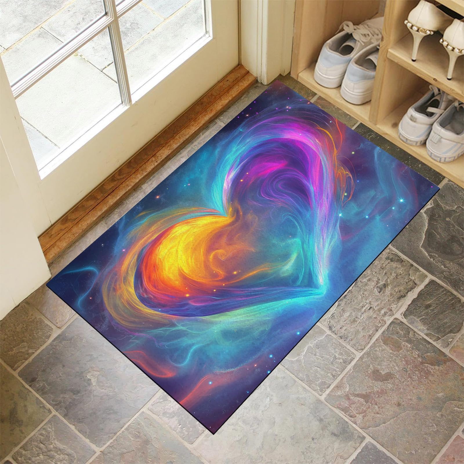 Paillasson robuste antidérapant 40x60cm tapis de porte extérieur étanche motif cœur