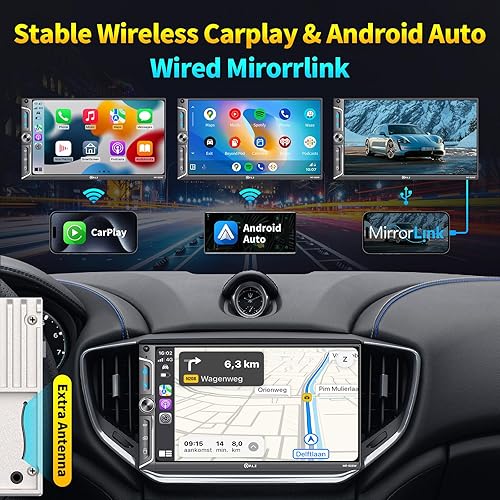 Miniatura 2 de PLZ Estéreo inalámbrico de doble DIN de 7 pulgadas, radio de Apple Car Play Radio Carplay Android Auto QLED, receptores de audio Bluetooth 5.3,