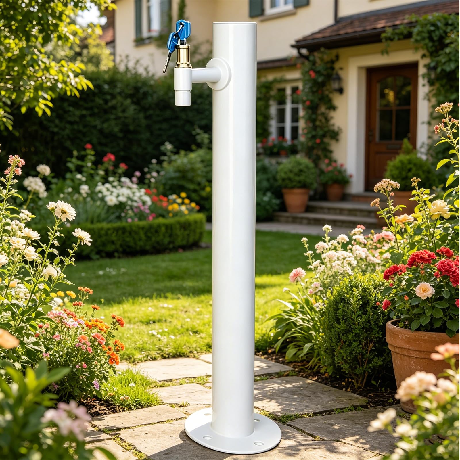 Columna de grifo de agua de jardín de acero inoxidable, poste anticongelante para mangueras, perfecto para riego, lavado de coches y baño de mascotas, duradero y resistente a la intemperie
