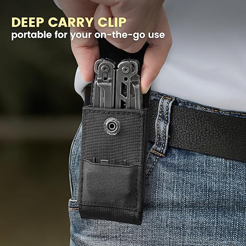 Miniatura 7 de Multiherramienta, alicates multiherramienta de acero inoxidable 33 en 1 con funda para destornillador, cuchillo de bolsillo de damasco, funda de