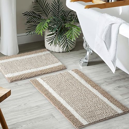 Miniatura 2 de Tapetes de baño de felpilla de lujo, antideslizantes, suaves, peludos, lavables y secos a máquina para bañera, ducha y baño (17 x 24 pulgadas, azul