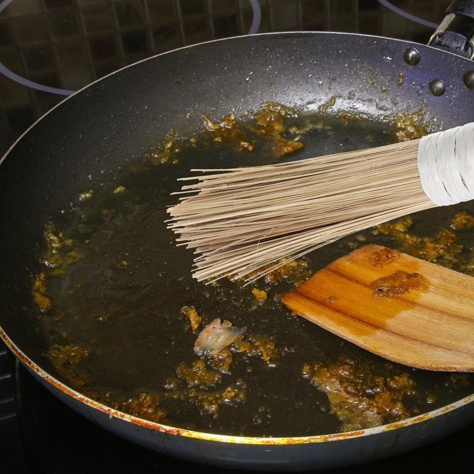 Cepillo para Fregar de Natural, 2 Piezas, Tamaño Mediano, Cerdas Seguras para Antiadherentes, Limpieza Rápida y Multiusos para Platos de Cocina y Ollas Multifunción, Portátil