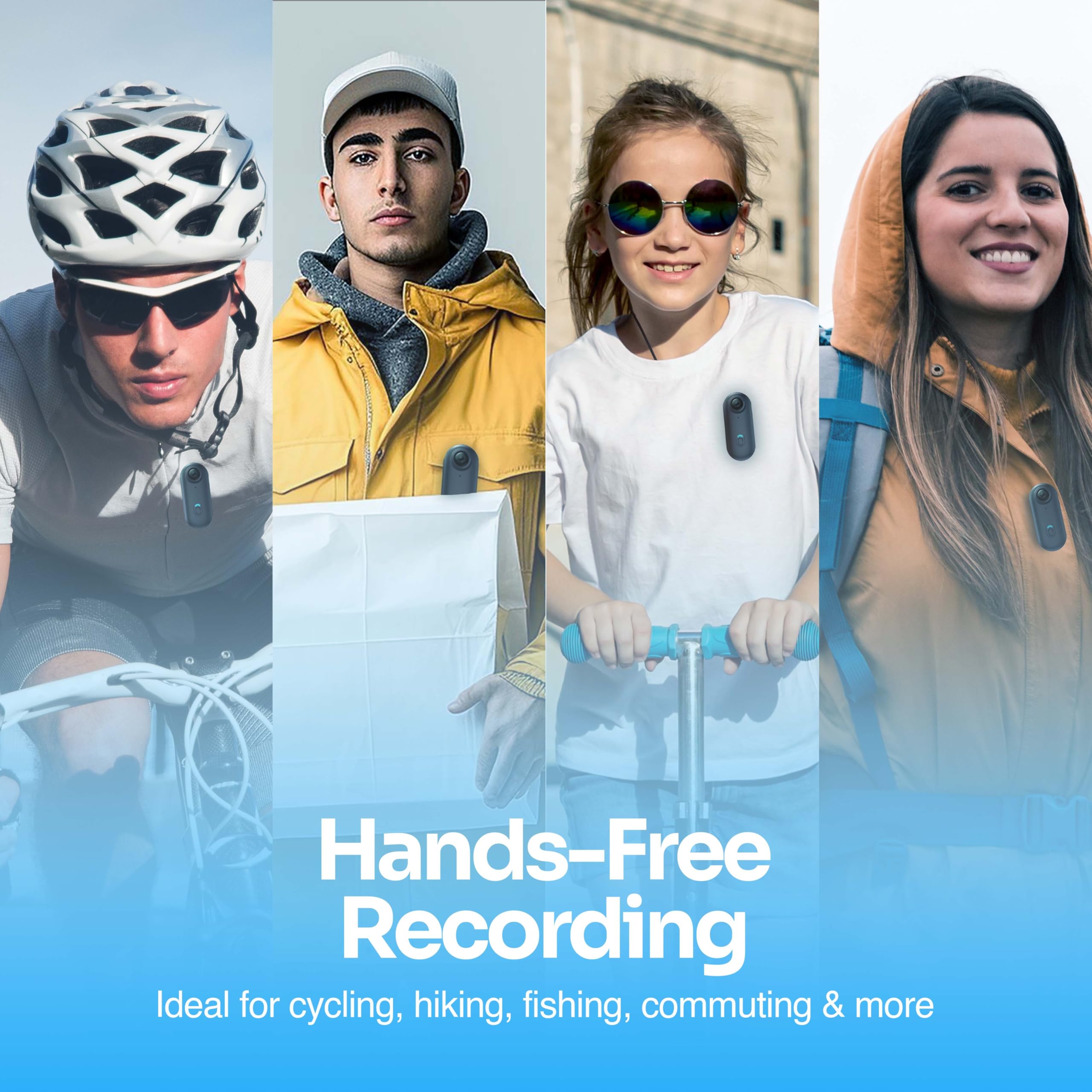 TIROL SUPPLIES Mini telecamera POV 4K UHD con cordino magnetico, registrazione MP4, visualizzazione app, ricaricabile tramite USB, supporto portatile compatto ovunque per ciclismo, escursionismo