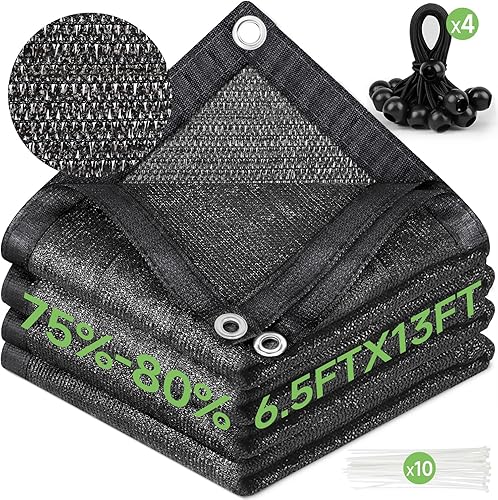 Miniatura 10 de FOTMISHU Tela de protección solar antienvejecimiento de 75% a 80% de malla solar de 10 x 13 pies, red resistente a los rayos UV, lona de malla