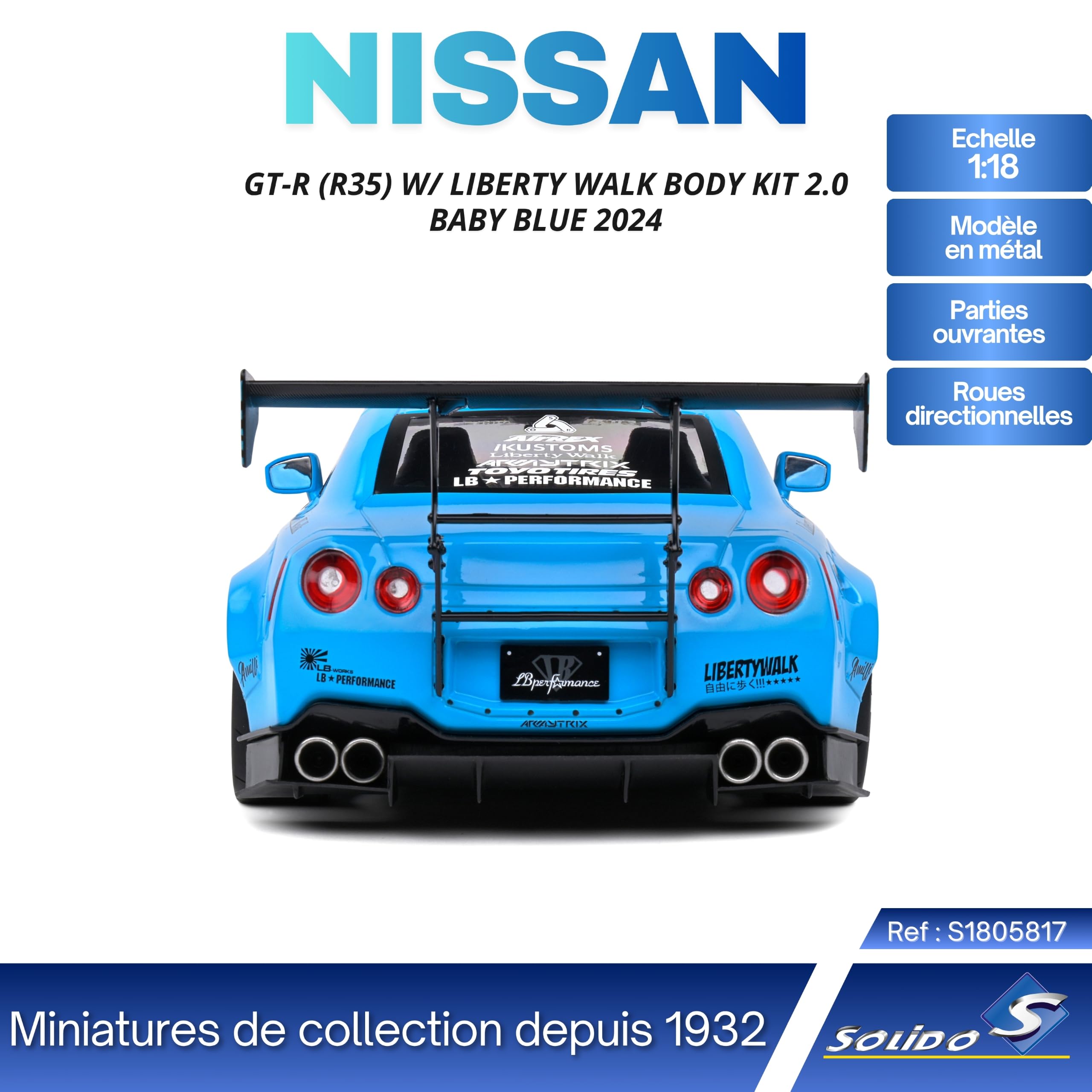 Amazon.com: Solido 1:18 Diecast Model Nissan GT-R (R35) Liberty
