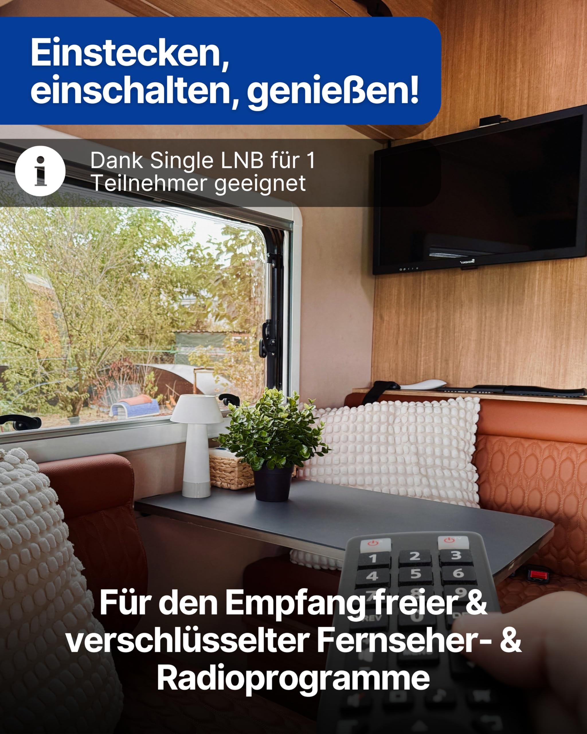 SCHWAIGER SAT-Camping Set 35 cm Stahl Offset Antenne Single LNB 10 m Koaxialkabel Mobile SAT-Anlage