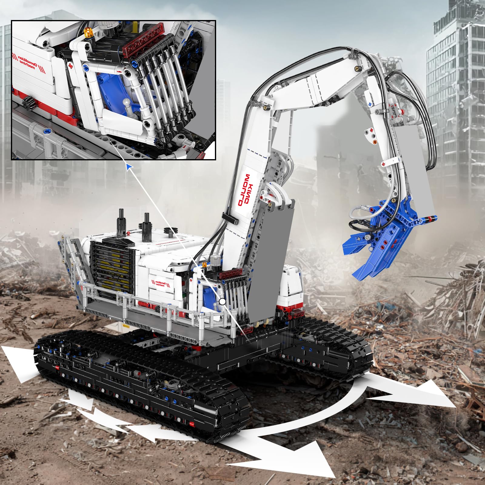 Mould King 17062 Technik Gebäudeabbruchmaschine Bausteinen Modell, 4195 Teile Ferngesteuertes Raupenfahrzeug Bausatz Kit, Konstruktionsspielzeug Bauklötze Modellbauset mit 8 Motoren