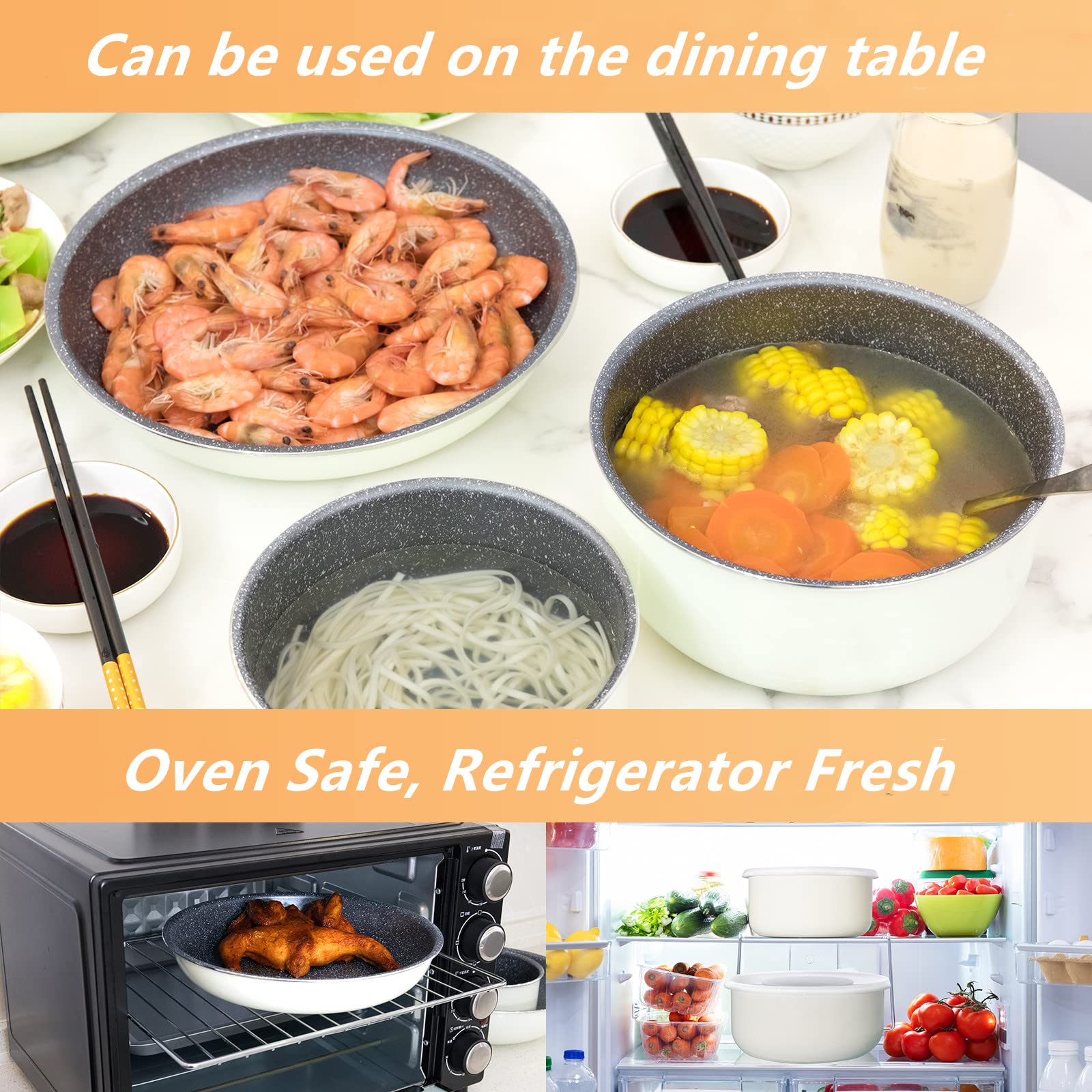 Buy Motase 12 Pieces Kitchen NonStick Cookware Sets with Removable