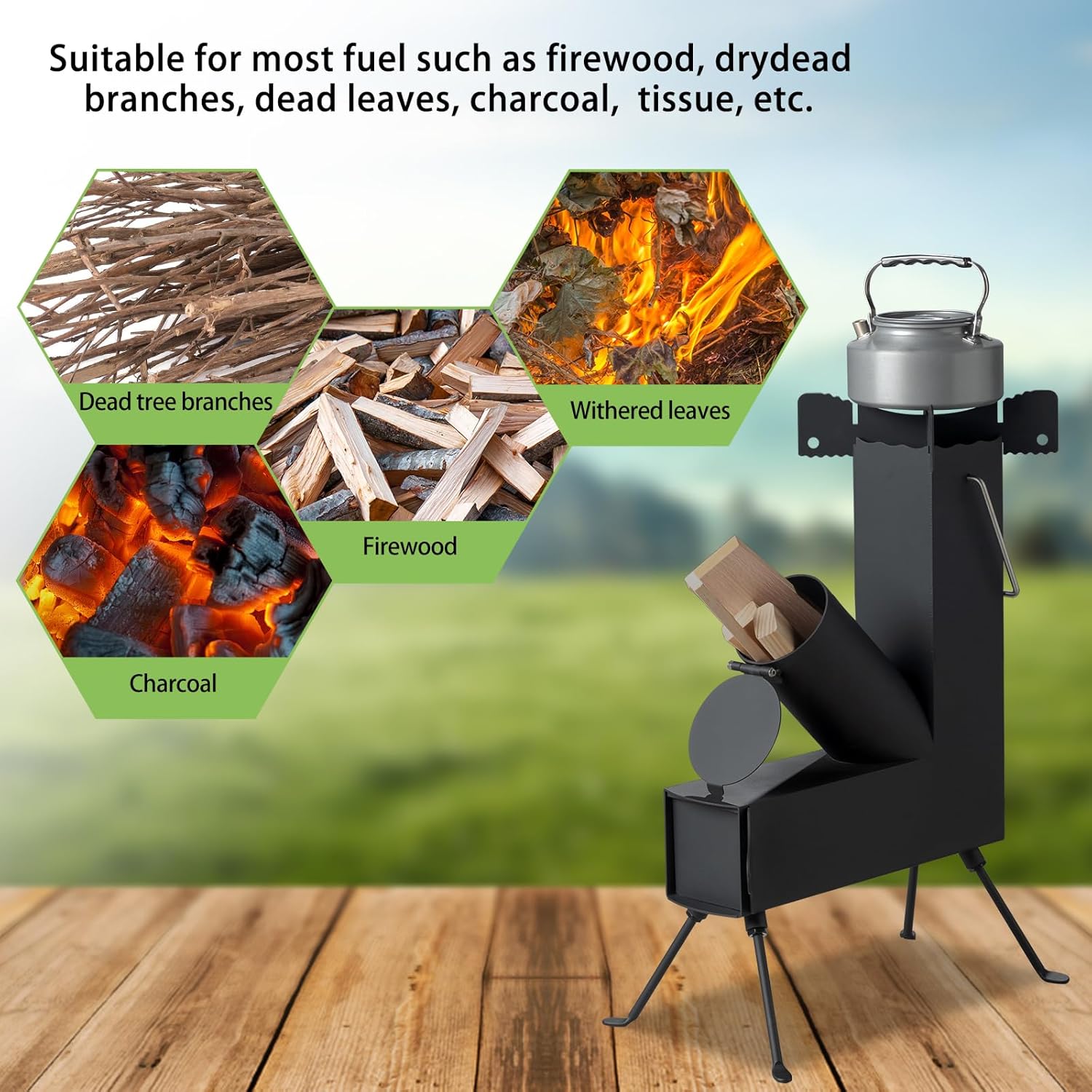 Rocket Stove, Outdoor Wood Stoves, Camp Fire Tower, Lightweight Heater, Big Rocketstove Oven For Cooking, Camping, BBQ, Flat Grill, Houseables