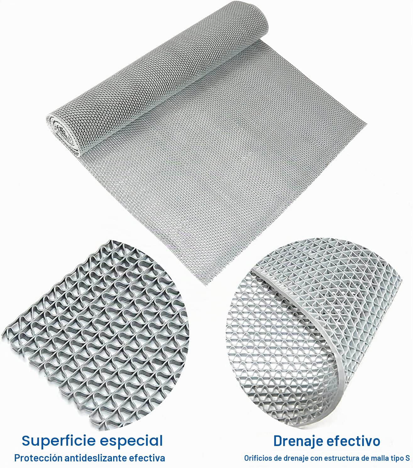 BWKJMY Tapete de drenaje antideslizante para el suelo de 3x10 pies de grosor, para garaje, piscinas, restaurantes, bares de baño, patio, exterior, interior, tapete impermeable, tapete de goma gris
