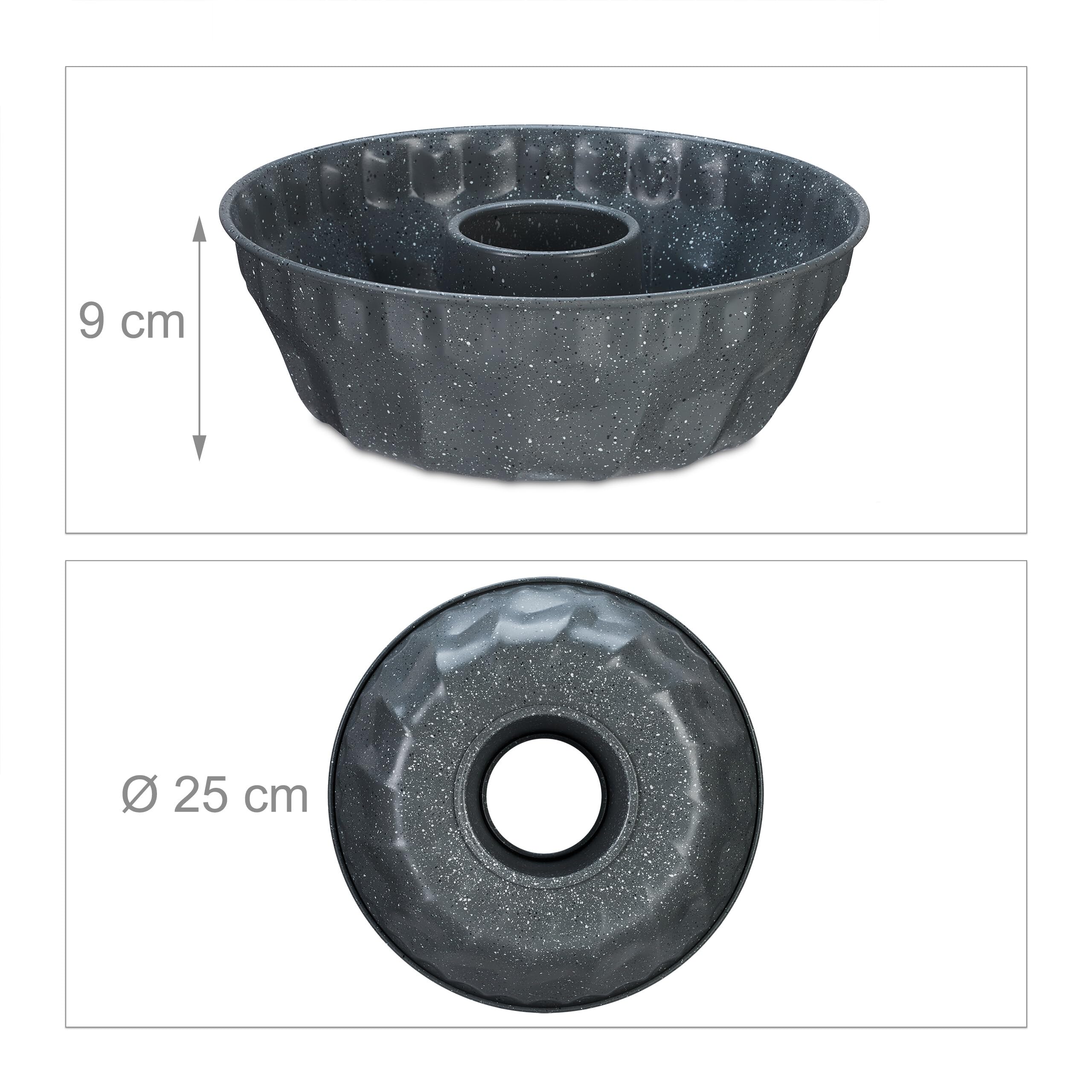 Relaxdays Stampo a Spirale per Ciambellone, Antiaderente Ø 25 cm, Acciaio al Carbonio, per Torte e Dolci Rotondi, Grigio