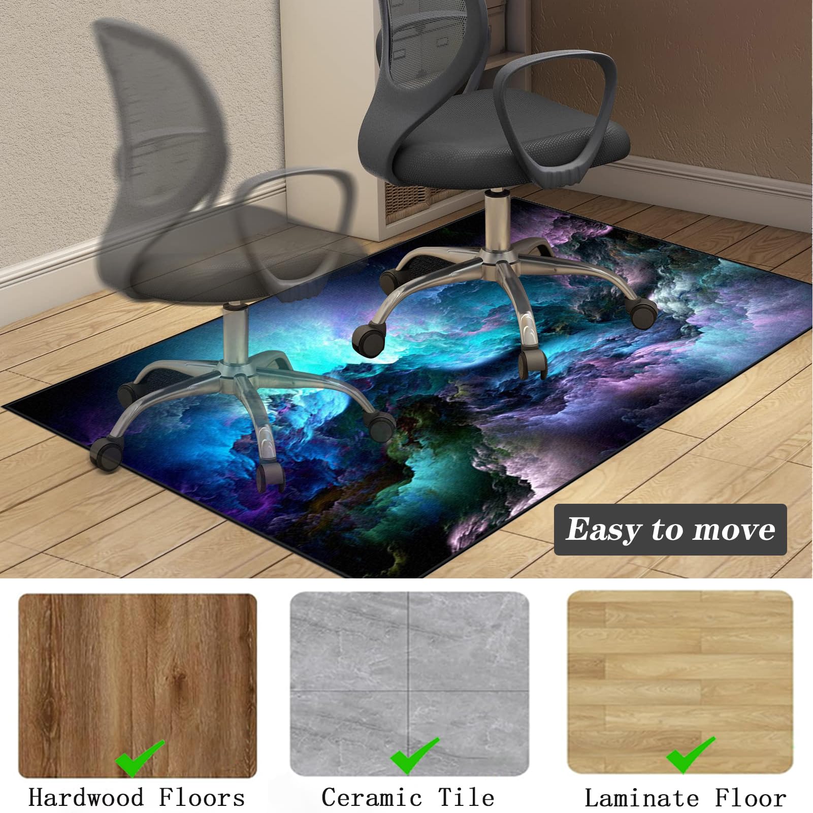Tappeto Scrivania, Tappeto da Ufficio sotto Sedia per Parquet, Tappeto Sedia Rotelle Antiscivolo, Tappetino Protettivo per Pavimento, Tappeto Postazione da Gaming 200 x 230 cm