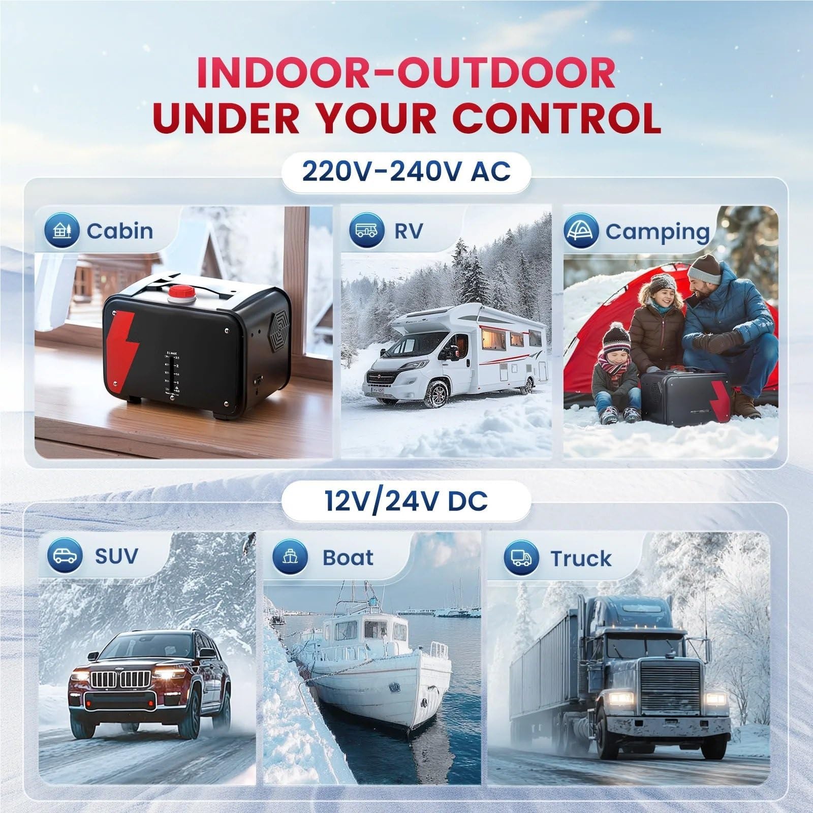 Calefactor portátil Todo en uno para Coche, 12 V, depósito de Combustible de 5 L, 5-8 kW, Calefactor de estacionamiento con Pantalla LCD y Control Remoto para autocaravanas y Camiones.