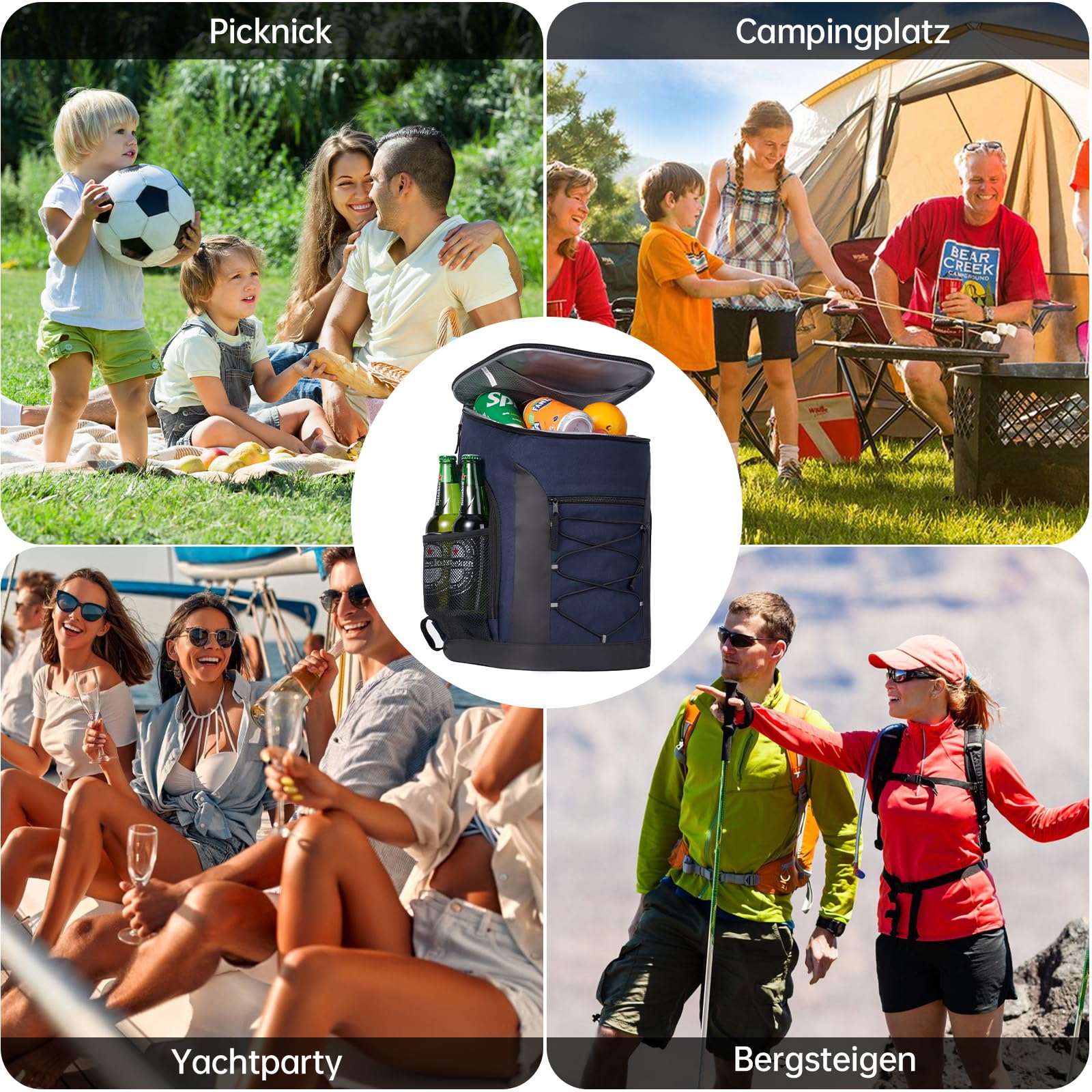 30L Kühlrucksack, Groß Kühltasche Rucksack Picknickrucksack Isoliert Cooler Bag, Bierrucksack Männer Frauen für Picknick/Strand/BBQs/Camping/Ausflügen