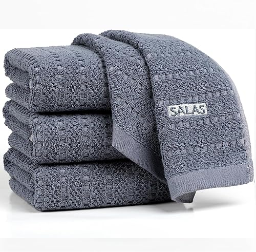 Miniatura 15 de SALAS Toallas de cocina para cocina, toallas de mano de algodón a granel, paños de cocina a cuadros de 390 GMS para secar platos con lazo para 4