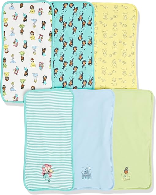 Amazon Essentials Disney | Star Wars | Princess Baby Girls Burp Cloths, Pack of 6