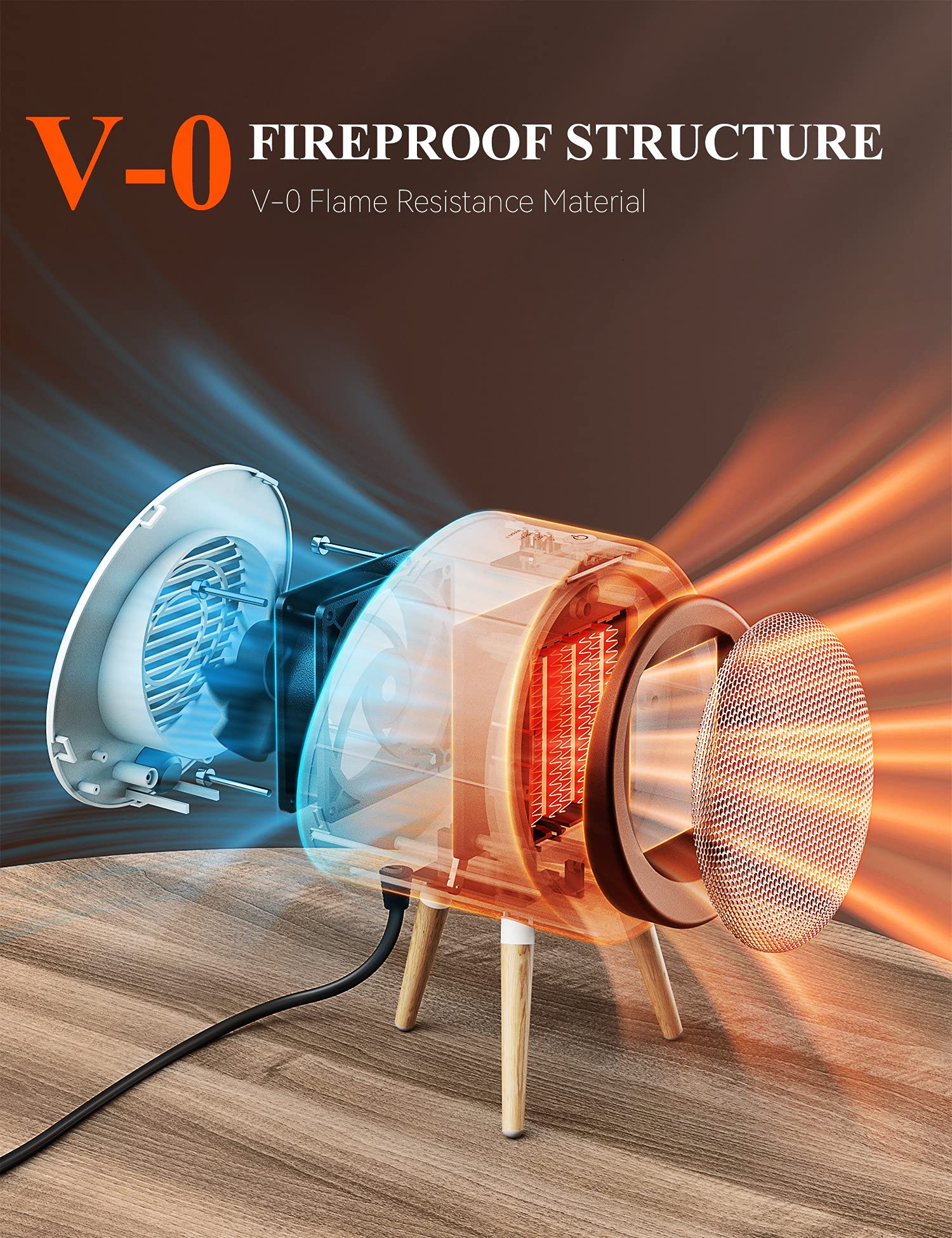 GAIATOP Space Heater, Energy Efficient Small Space Heater for Bedroom