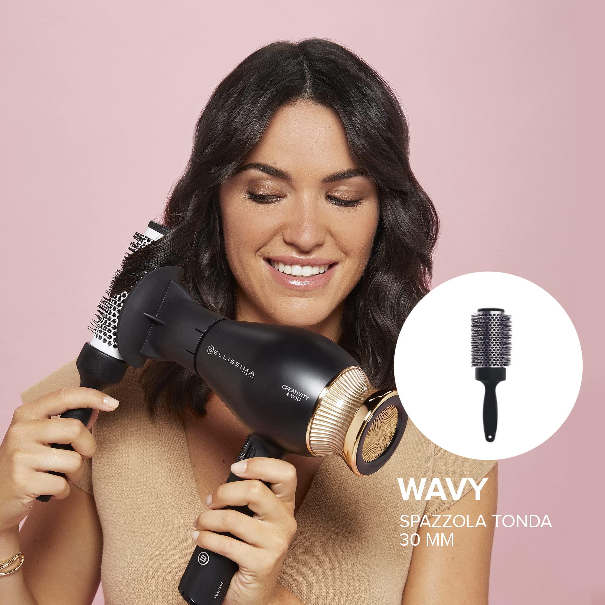 Bellissima Imetec Creativity 4 You – Phon professionale 1800W | 4 accessori e diffusore | Ion Technology | 2 velocità, 3 temperature | Beauty bag inclusa