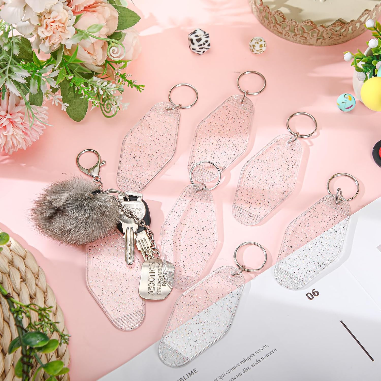 Pinkunn 50 Pcs Blank Motel Keychain Sublimation Vintage Blank Hotel Keychain Bulk for DIY Crafts Ornament - Image 4