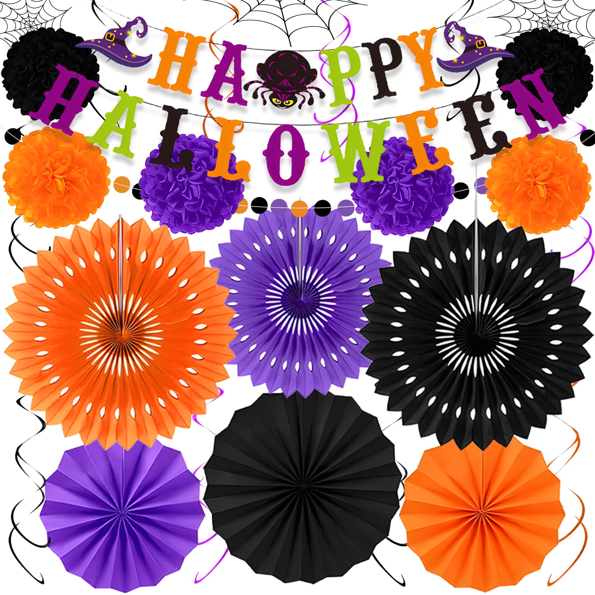 24 decoraciones de fiesta de Halloween, reutilizables para interiores y