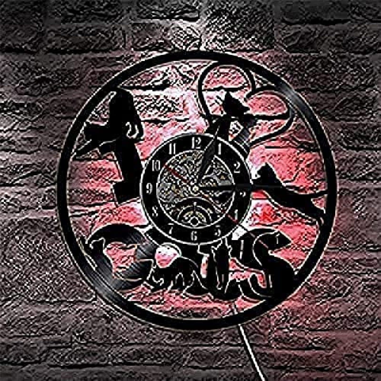 Reloj de Pared con Disco de Vinilo I Love Cat, Reloj de Pared para inauguración de la casa, Regalo para Amantes de los Gatos, Reloj de Vinilo de Cuarzo silencioso con Luces