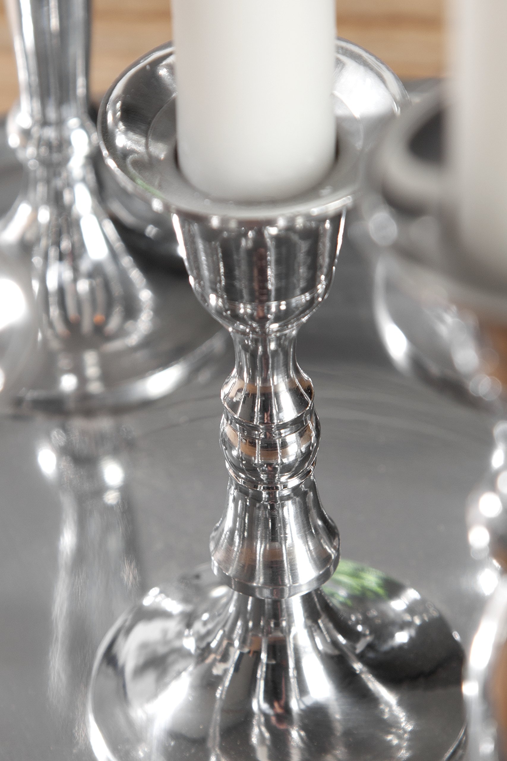 Kerzenständer MODERN BAROCK 30cm - Silber - Metall Aluminium 9 Kerzen
