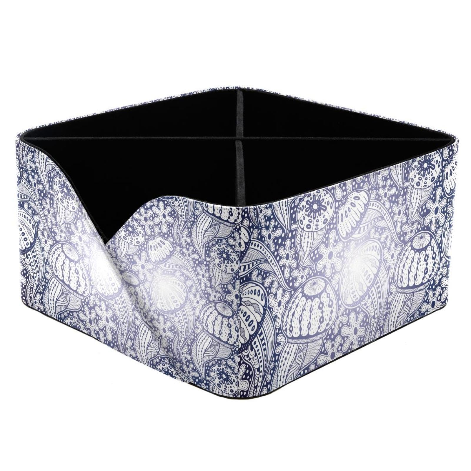 KengjuTesu Bling Bling Jellyfish Pattern Desktop Organizer Pen Holder, Rectangular Pencil Cup for Office, Study and Makeup Stations