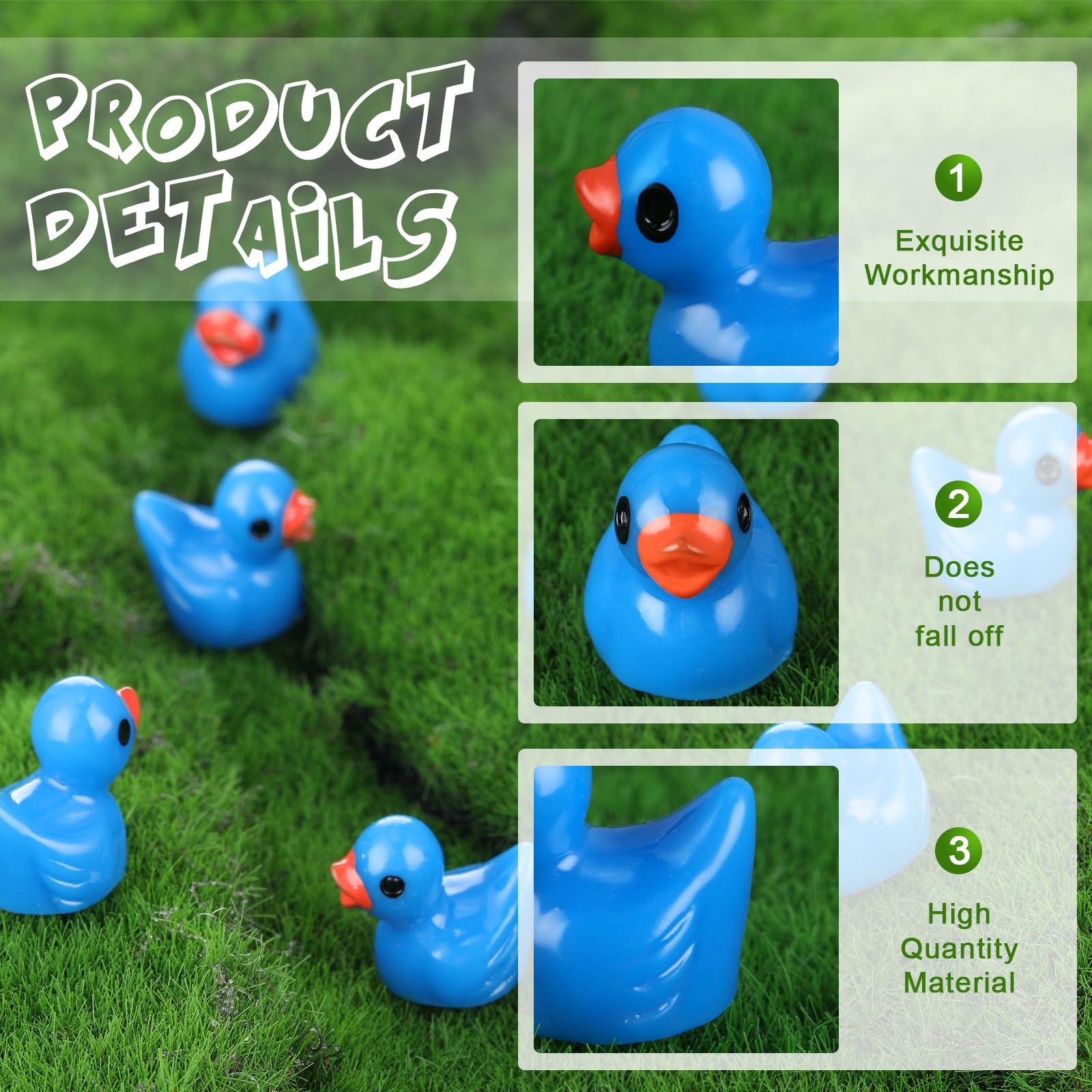 150 Patitos De Resina En 10 Colores Que Brillan En La Oscuridad - Ideales Para Manualidades, Macetas Y Micropaisajes