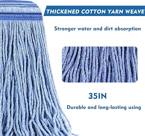Miniatura 2 de Cabezal de trapeador de algodón con extremo de bucle de 24 onzas, repuestos de trapeador de cuerda resistente, diadema de 6 pulgadas, repuesto de