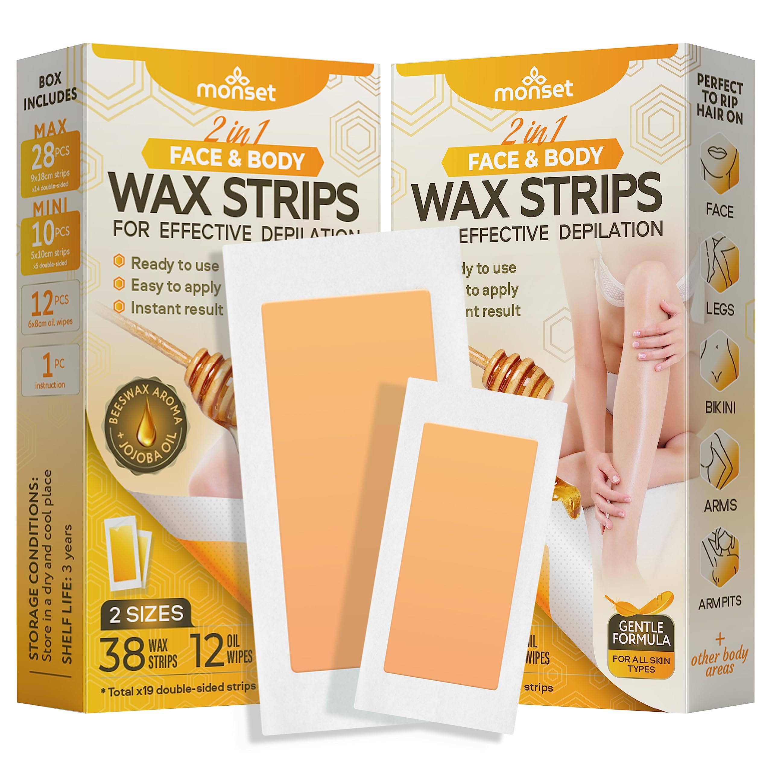 MONSET 76 Count Wax Strips Honey