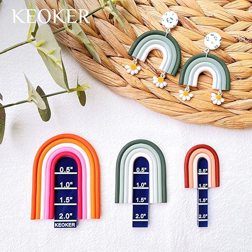 Miniatura 5 de Keoker Juego de guía de arco iris acrílico de arcilla polimérica, aretes de arcilla polimérica, suministros de joyería, 3 tamaños de arete de