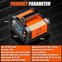 Vista 8 de Cargador de batería de coche 20A 12V/24V Corriente ajustable 0.5A-20A LiFePO4 Mantenedor de batería completamente automático, cargador inteligente