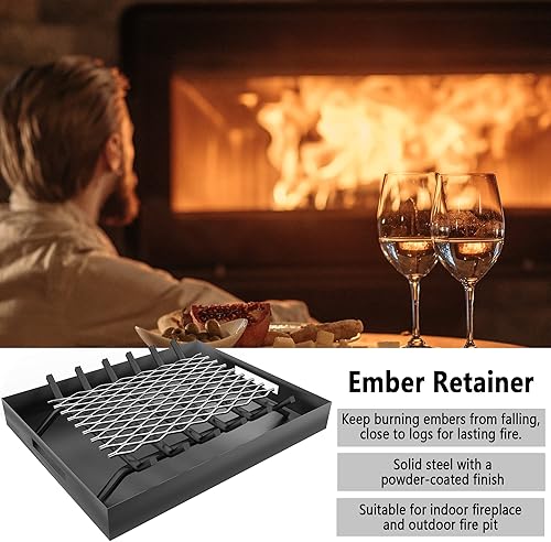 Miniatura 5 de Retenedor de brasas de rejilla de chimenea 157 x 94 pulgadas malla de acero para chimenea retenedor de brasas de metal para uso en rejillas de