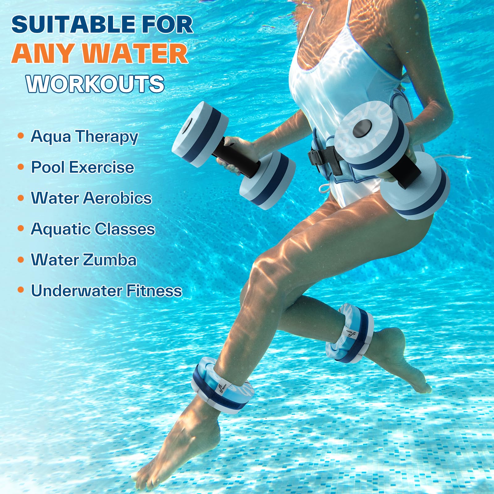 Sportneer Kit d'accessoires d'aquafitness 3 en 1 pour adultes et appareils de sports nautiques 2