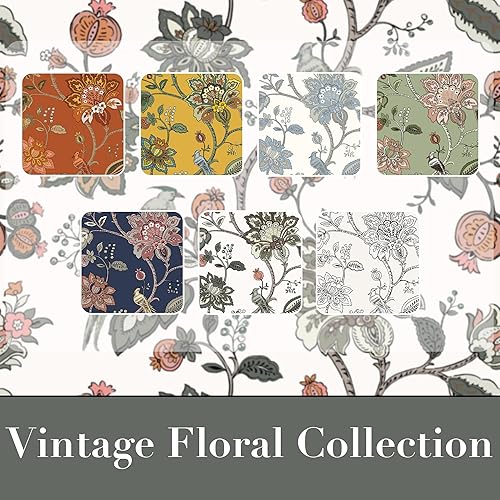 Miniatura 4 de Cortinas Verde Salvia Oscuro y Marrón Chocolate para Sala de Estar de Cabaña de 63 Pulgadas de Largo, Cortinas Florales Semi Blackout para Sala