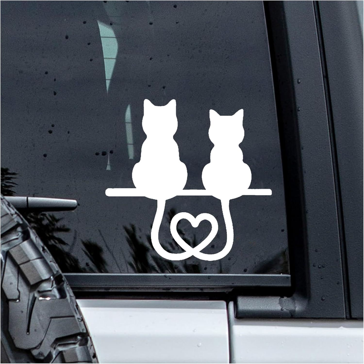 Loving Cats Twisted Tail Decal, Cute Cat Heart Car Window Decals, 6 Inches UV DTF Tranfer Car Stickers, Weatherproof Car Truck Window Bumper Sticker, Car Stickers and Decals for Cat Lovers
