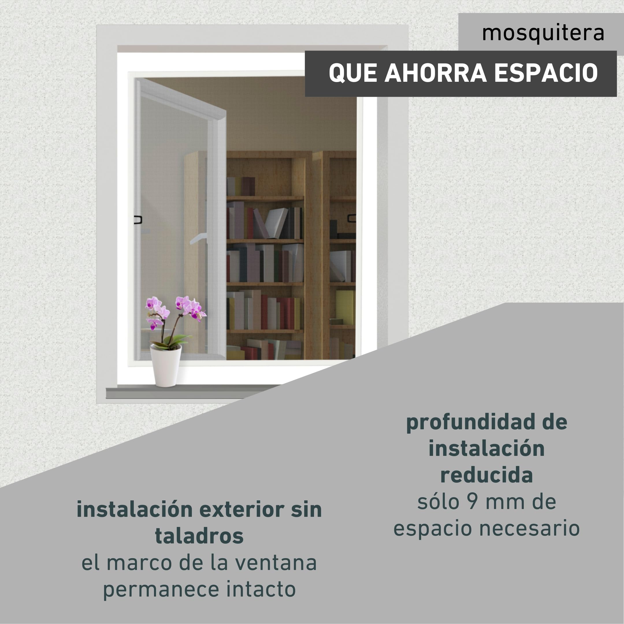 Windhager Mosquitera básica para ventana, marco tensor, mosquitera para ventana, kit de montaje 100 x 120 cm, color blanco, 04504