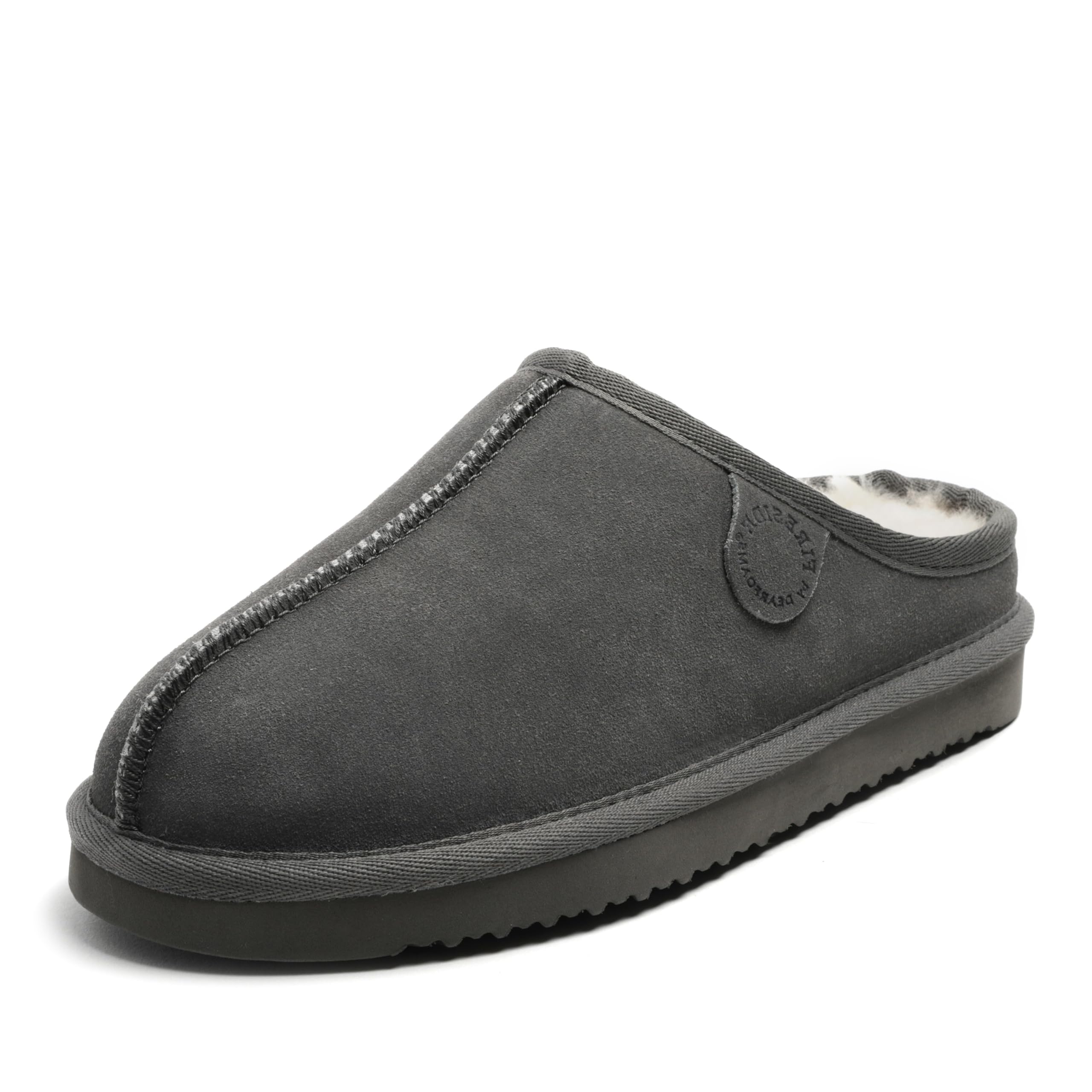 Fireside by DearfoamsWomen’s Greta Genuine Shearling Clog Slippers, 100% Natural Suede Clogs for Outdoor & Indoor