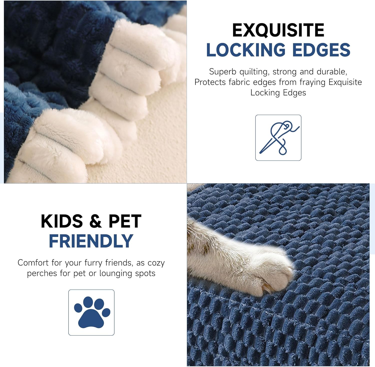 OTOB Couch Cover for Dogs Washable All Seasons Non Slip Fuzzy Pet Couch Covers Sofa Slipcovers Cushion Mat, Plush Soft Cozy Furniture Protector Kids Pet Friendly (Blue, 23.6" x 47.2")