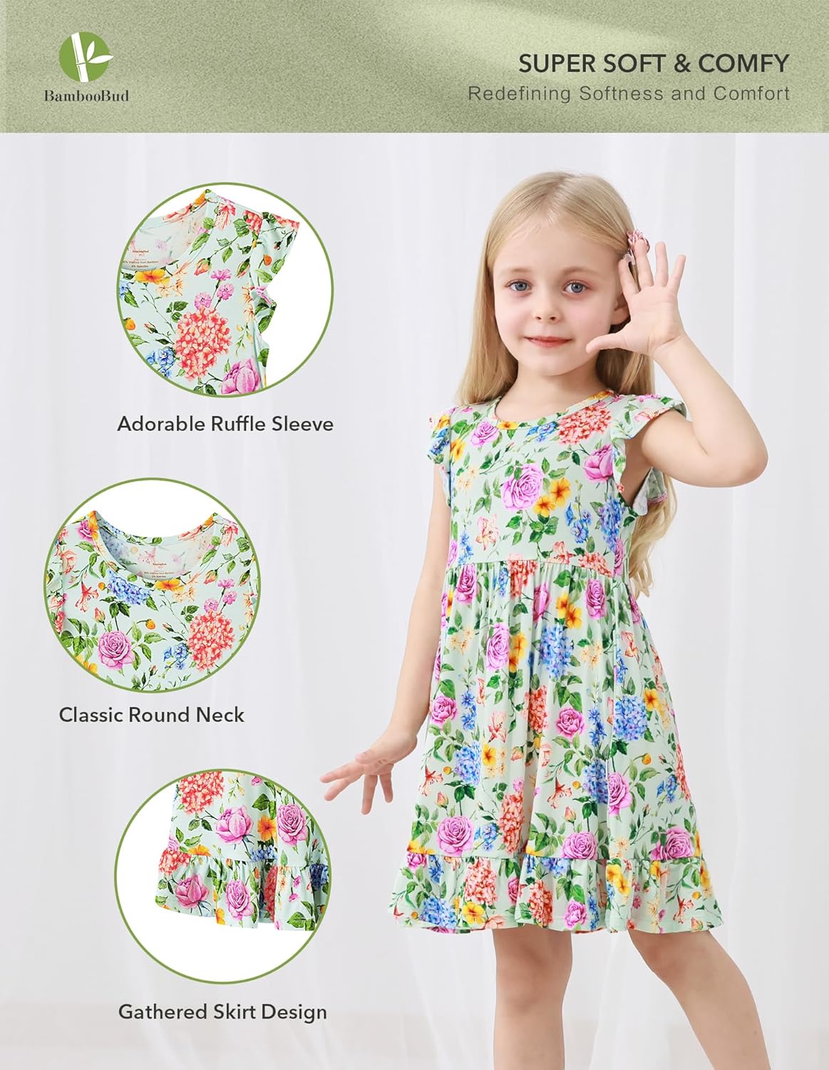 Toddler Girls Dress Viscose from Bamboo Ruffle Backless Sleeveless Kids Casual Party Dresses 2T-5T - Image 2
