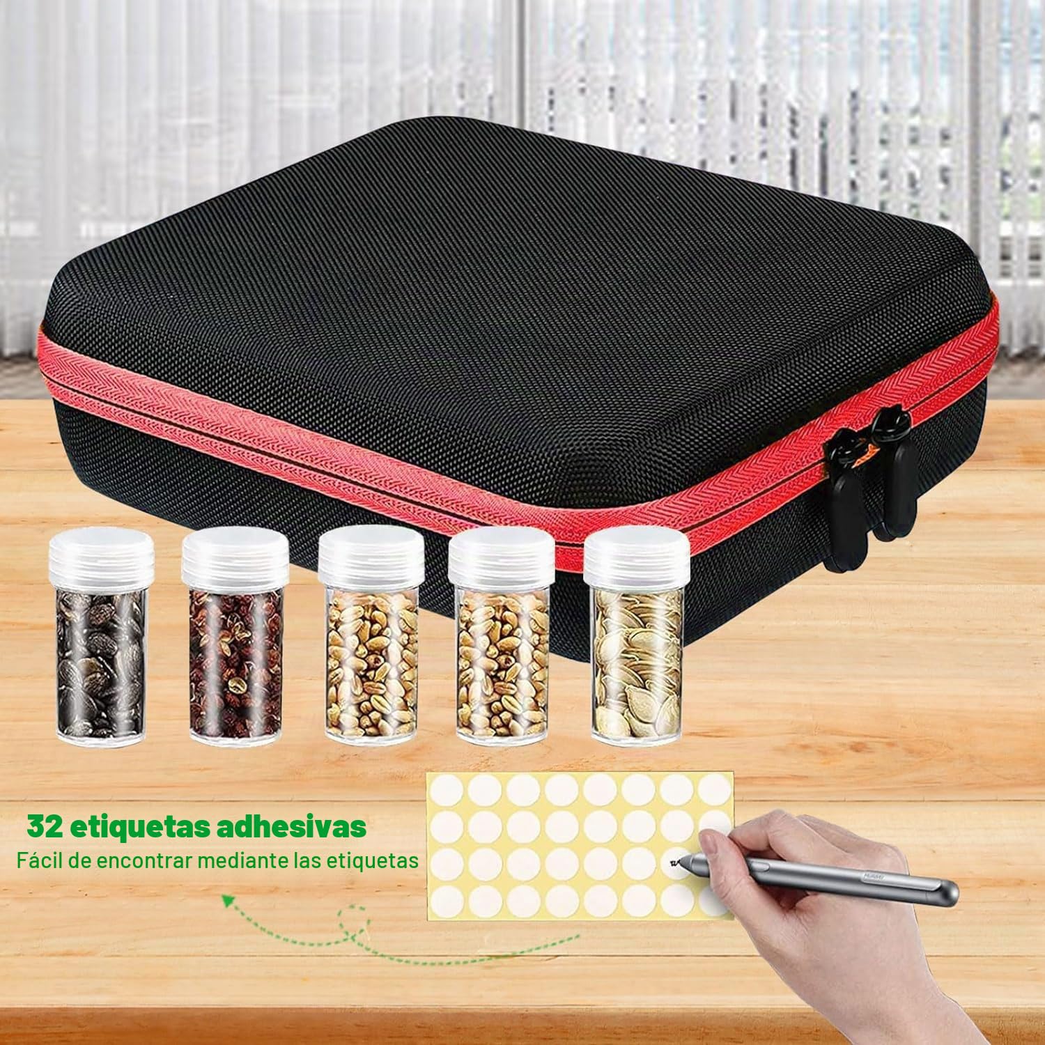 60 Ranuras Caja de Almacenamiento de Semillas,Pintura de Diamantes,Caja Organizadora de Semillas con Bolsa y Pegatinas,Organizador de Accesorios para Joyas,Manicura,Semillas