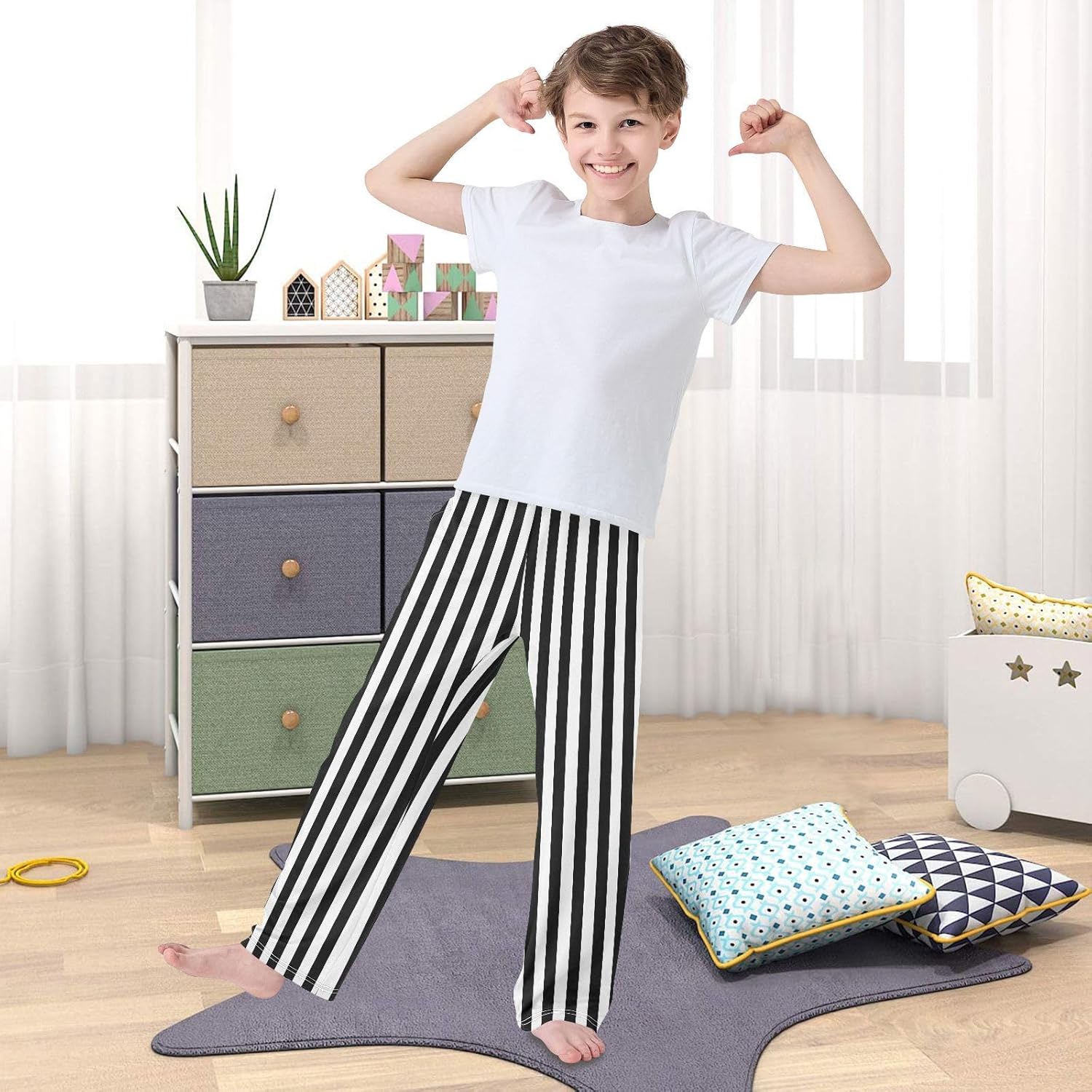 Sleep Pants Pajamas Pants Elastic Waist Lounge Pants Cute Print Long Pj Pants 6-14 Years - Image 5