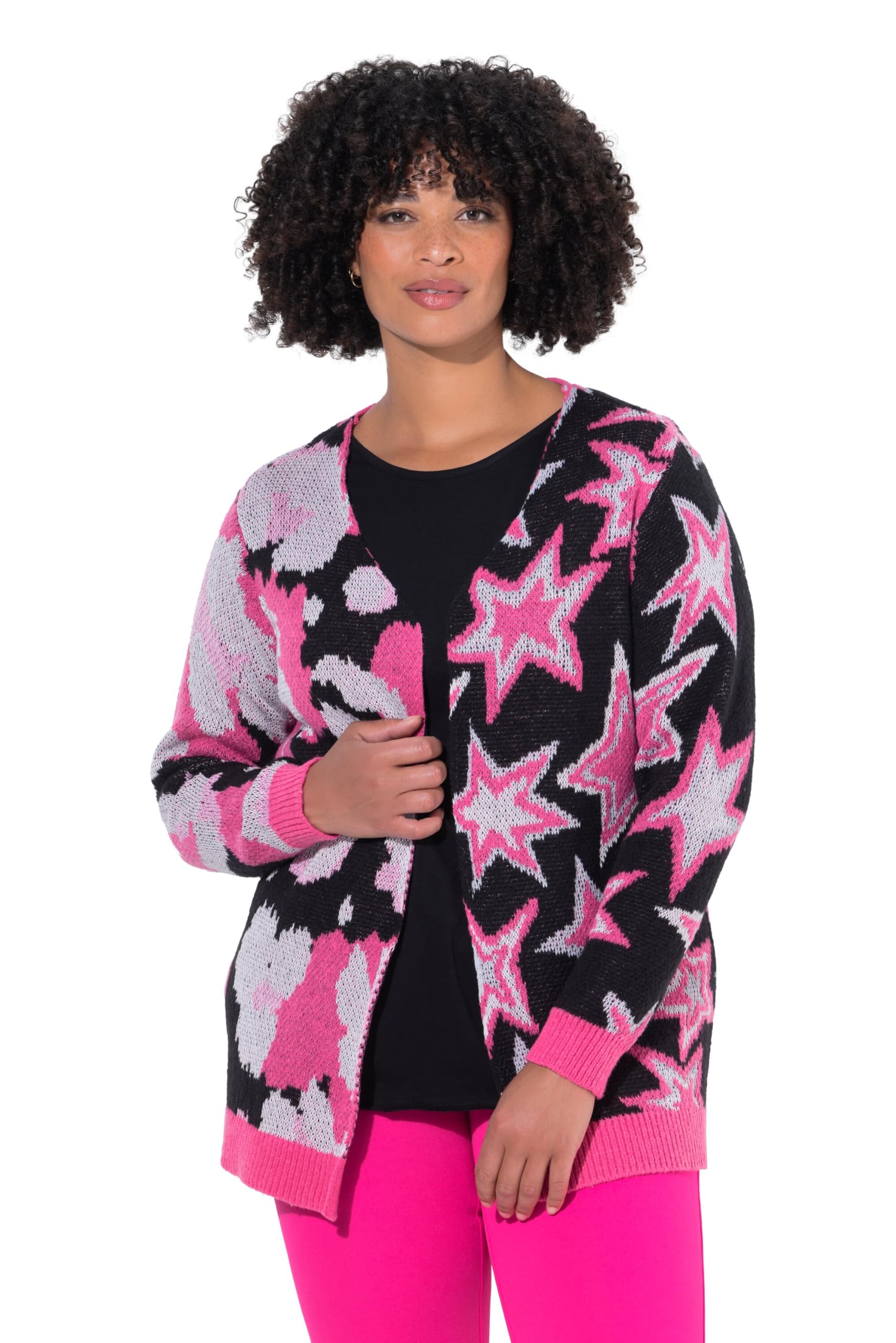 Angel of Style Damen große Größen Übergrößen Plus Size Strickjacke, Straight Fit, Mustermix, offene Form 844461