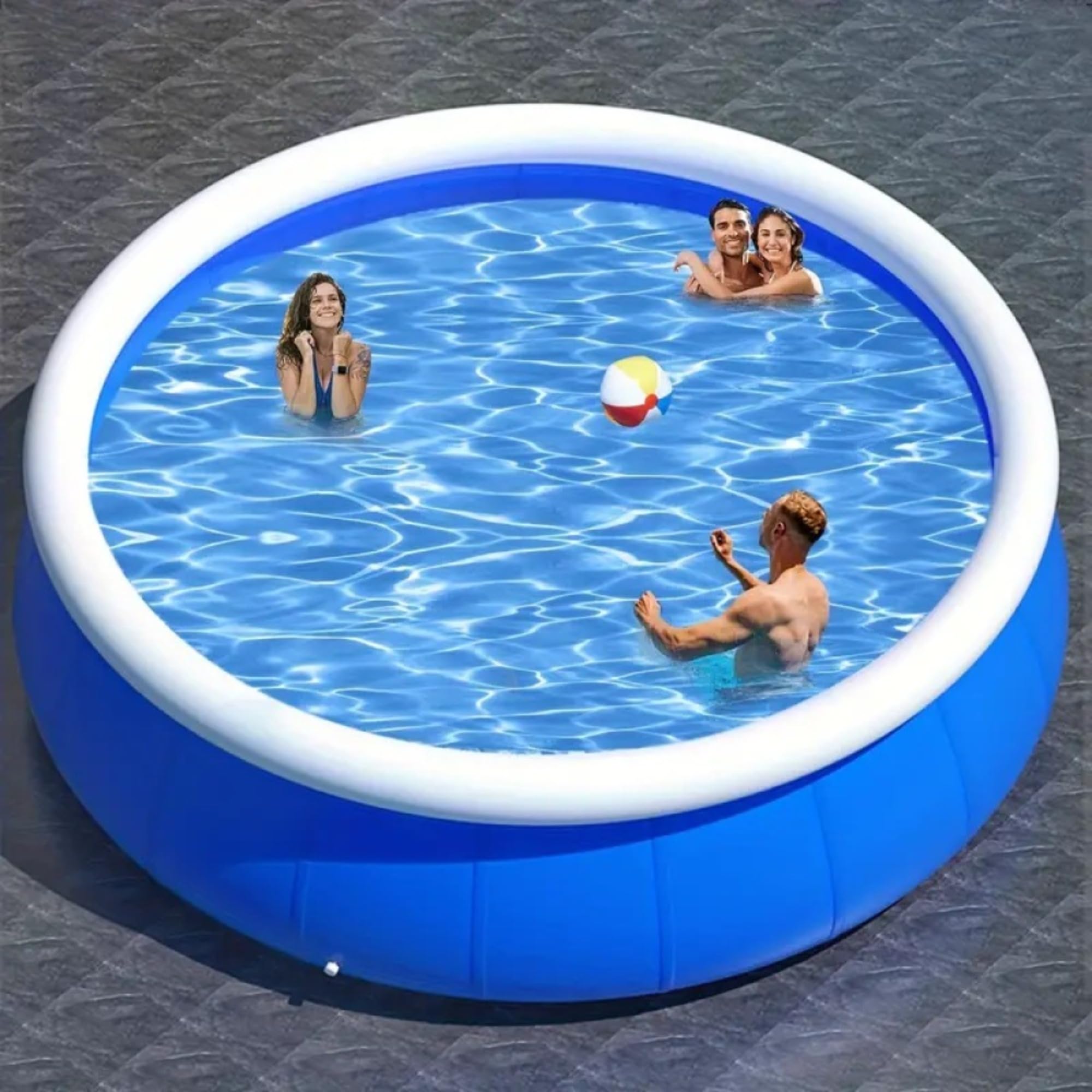 Piscina gonfiabile a rete a bobina a farfalla, bagno di soffiatura rotonda da 120 pollici per adulti e bambini, divertimento durevole dell'acqua del cortile, ricreazione esterna pieghevole portatile a