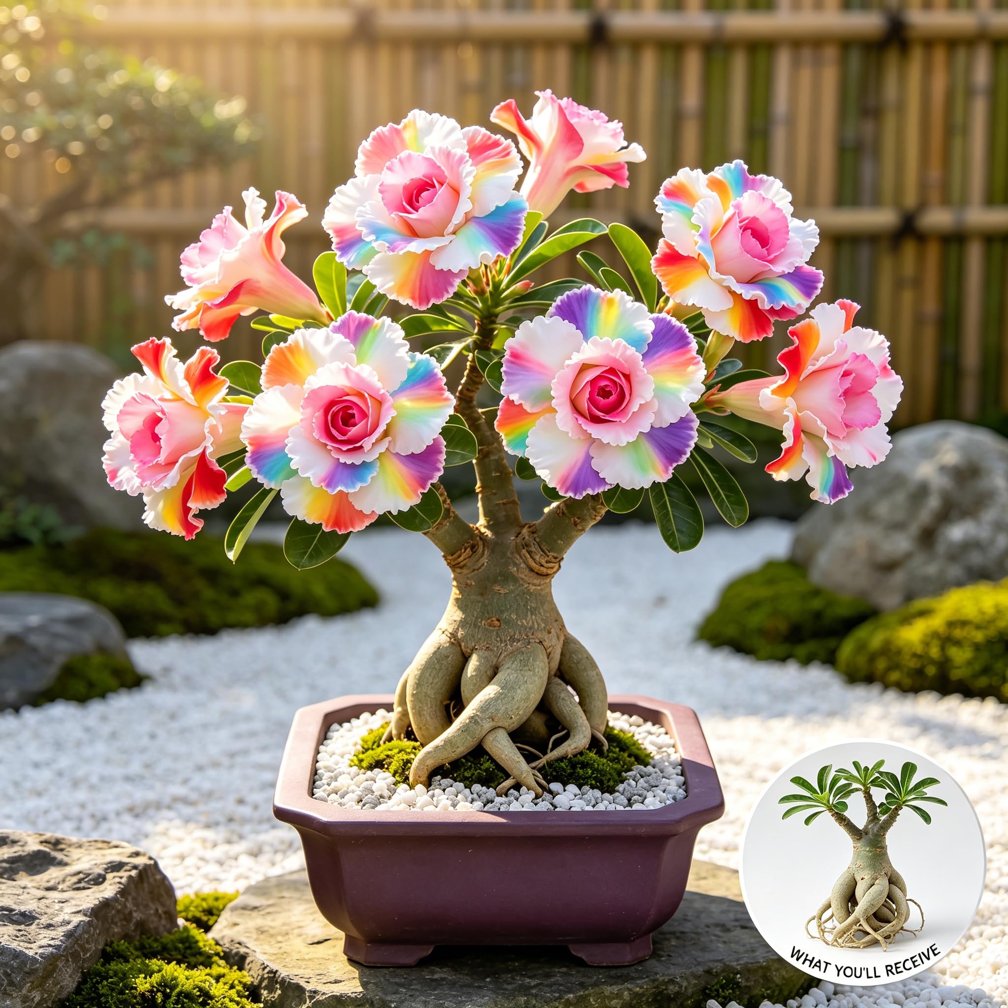 Rosa del desierto perenne resistente a las inclemencias, para decoración permanente de jardines exteriores-5bulbos-E