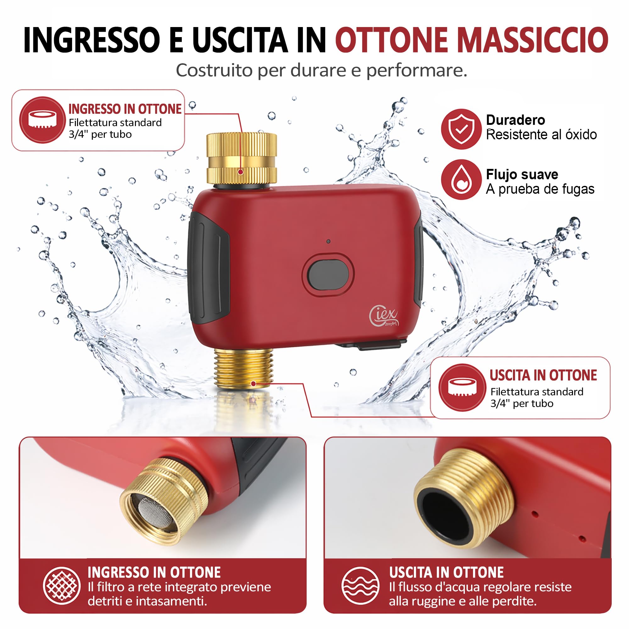 GIEX Timer per irrigazione WiFi, programmatore intelligente per rubinetto da giardino, compatibile con Alexa e Google Assistant, funziona con app Tuya Smart Life, sistema di irrigazione automatico