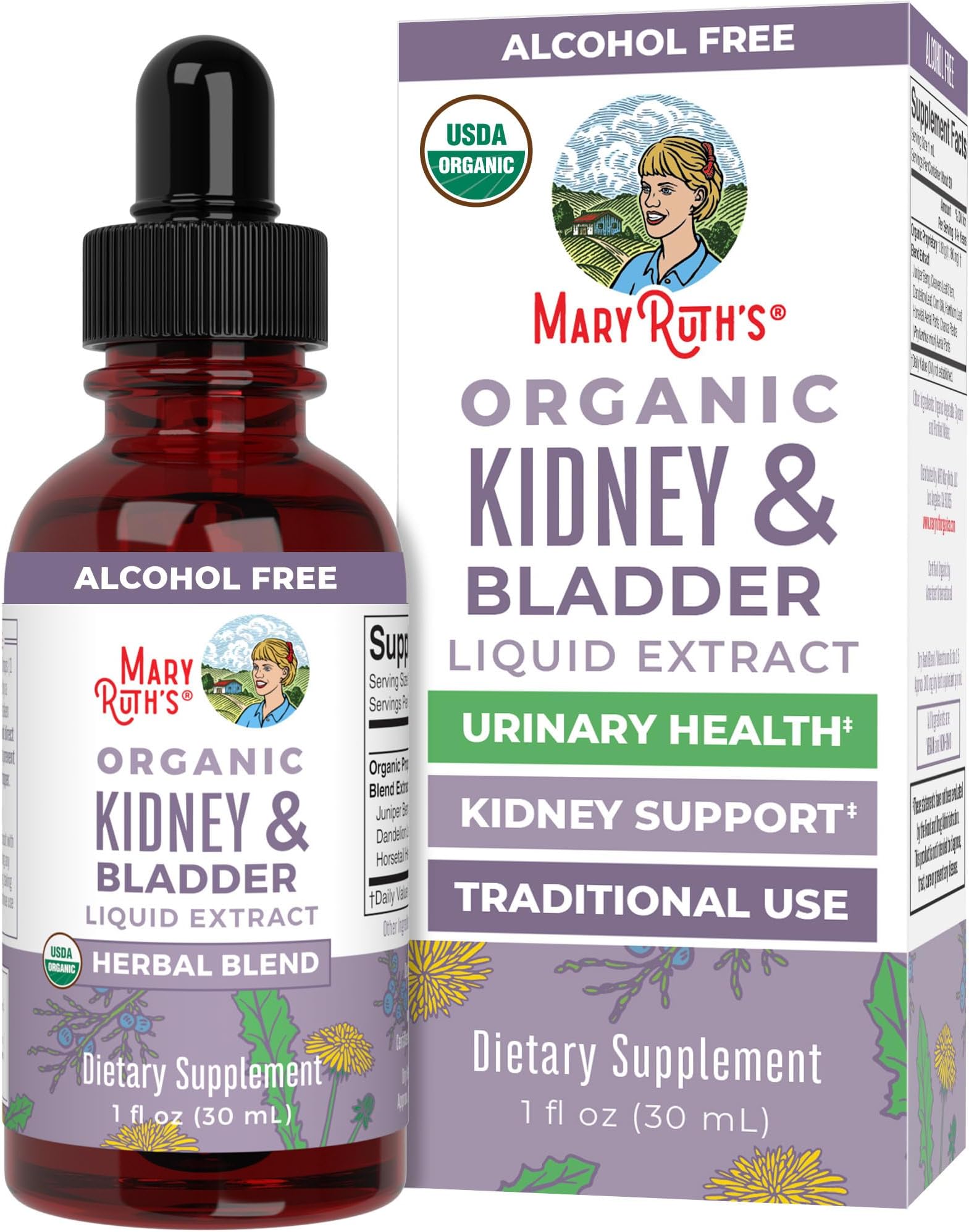 Organics Herbal Supplement Drops | Support Renal & Urinary Systems | Juniper Berry | Cleavers | Dandelion | Hawthorn | Horsetail & Chanca Piedra | Vegan | Non-GMO | 1 Fl Oz