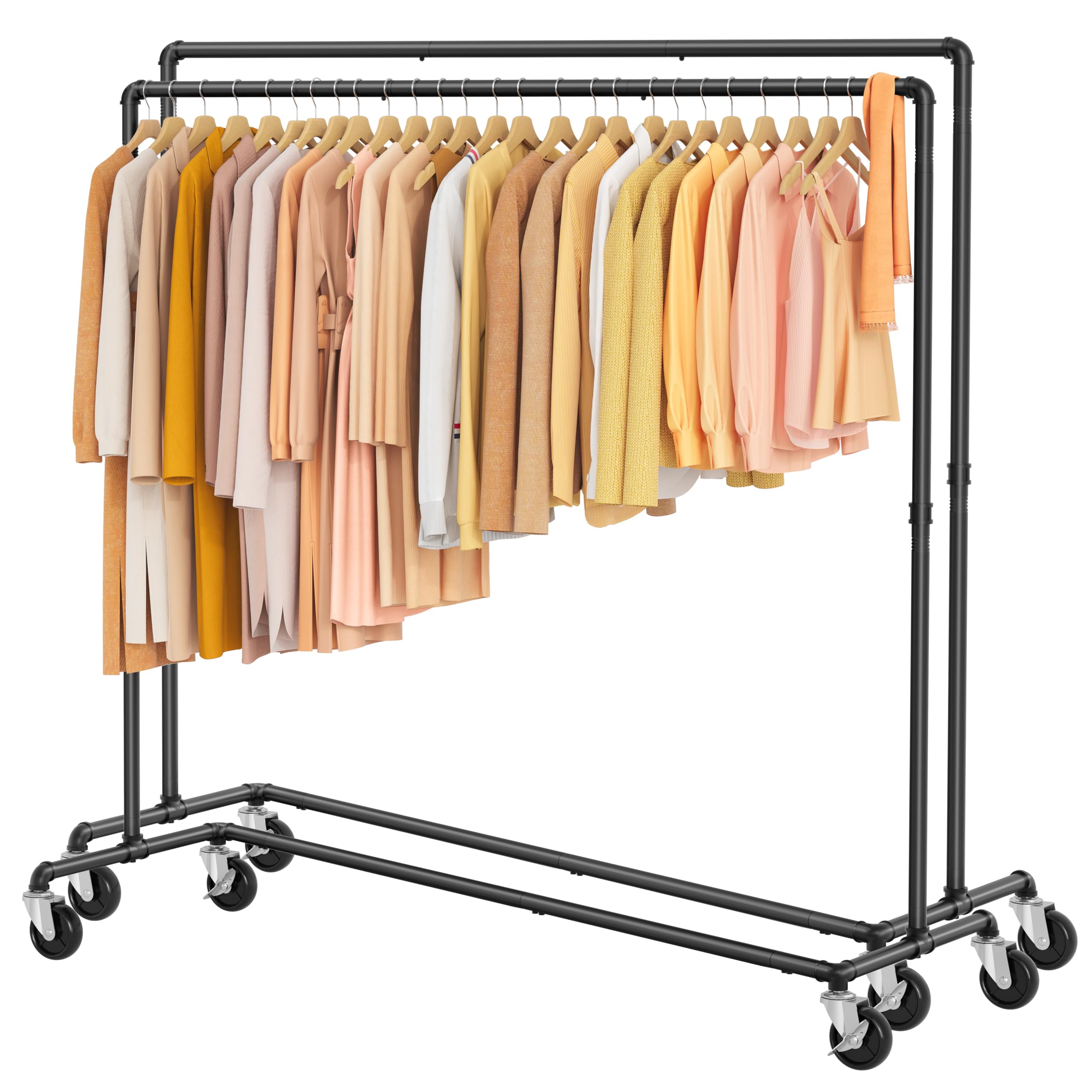 Tajsoon Lot de 2 porte-vêtements à suspendre en Z - Capacité de charge : 113 kg - Porte-vêtements industriels avec roulettes verrouillables - Organisation dans la chambre à coucher