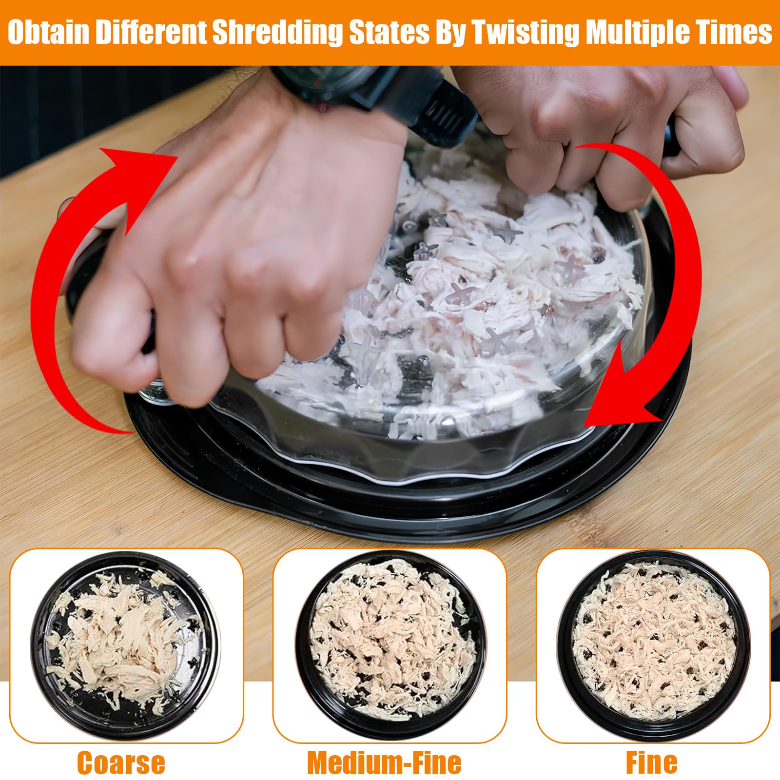 Trituratore Pollo Grande con Manico Ergonomico & Base Antiscivolo, Attrezzo Carne Tritatutto Cucina Lavabile Lavastoviglie, Tritacarne Polli Antiscivolo Nero per Maiale, Verdure, Manzo, Insalata